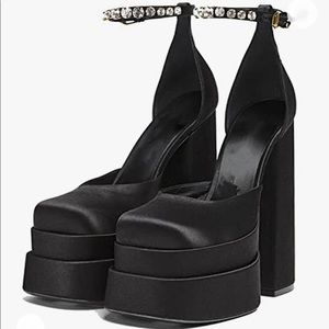 Satin Platform Chunky Heel